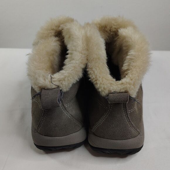 EASY SPIRIT Serras Grey Suede Ankle Boots 5 Women's Faux Fur Lined Button Strap - Picture 6 of 6